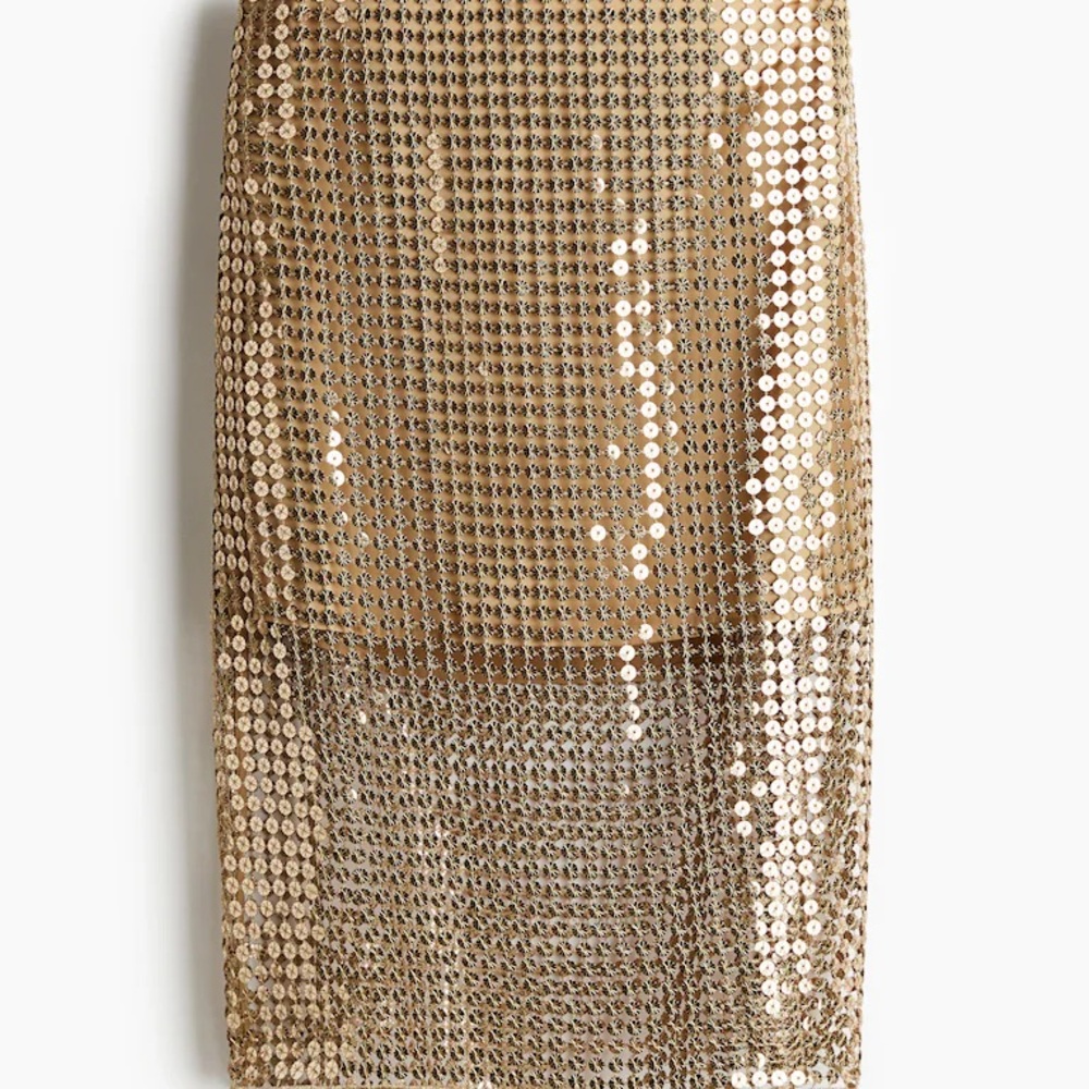 H&M Gold Sequin Midi Pencil Skirt
